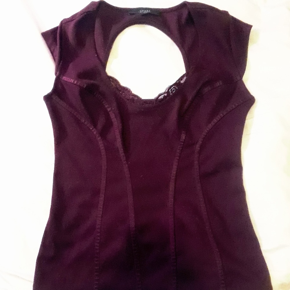 Gorgeous Deep Red/Burgundy Lace Corset-Style Top
